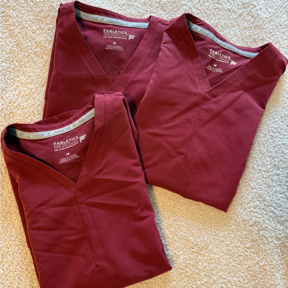 Fabletics Burgundy Scrub Tops